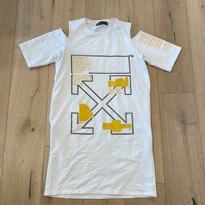Off-White Shoulder Cut Out T-Shirt Dress